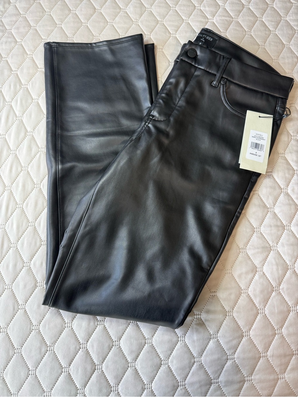 NYDJ Black Faux Leather Skinny Pants